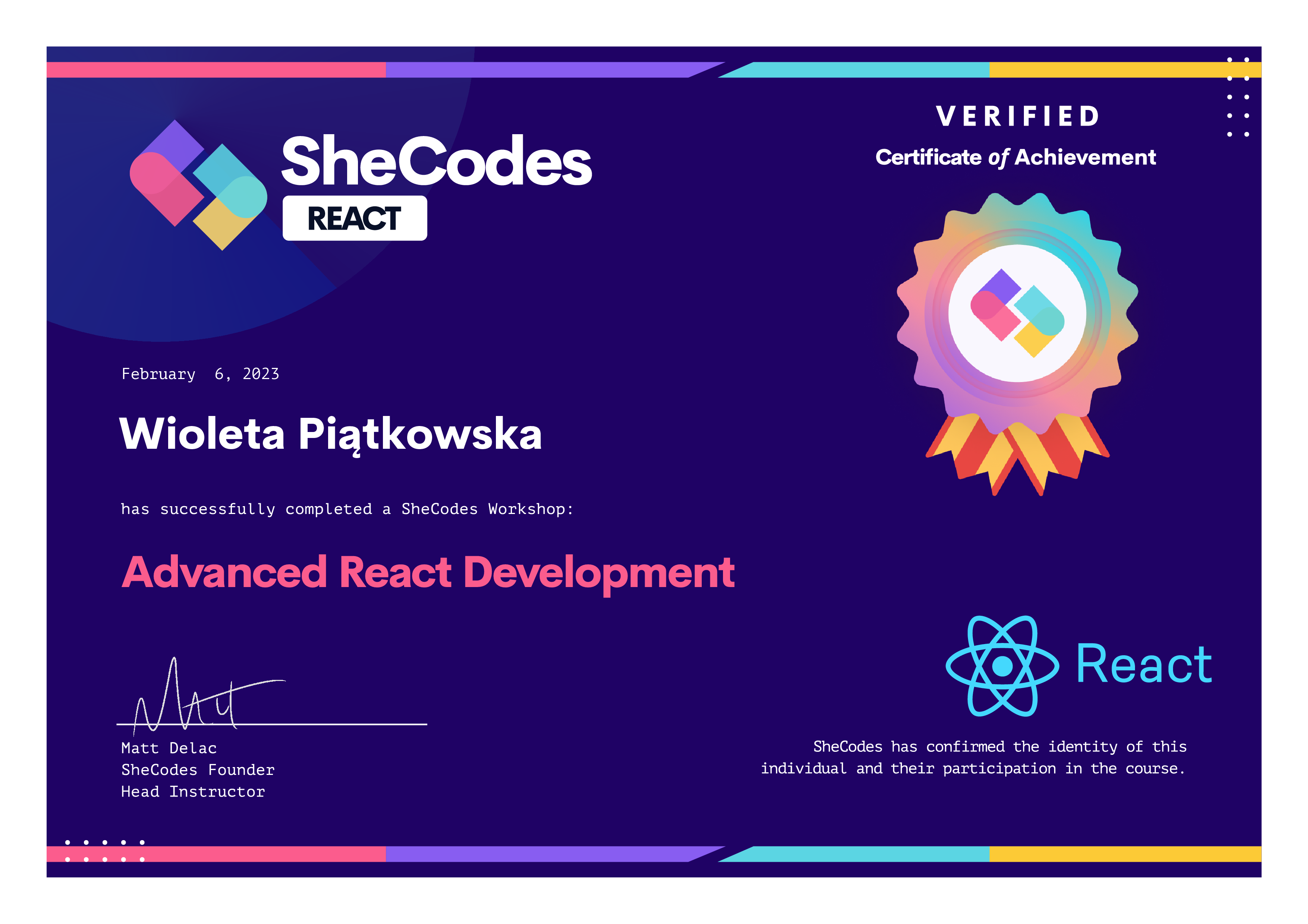 react - certificate