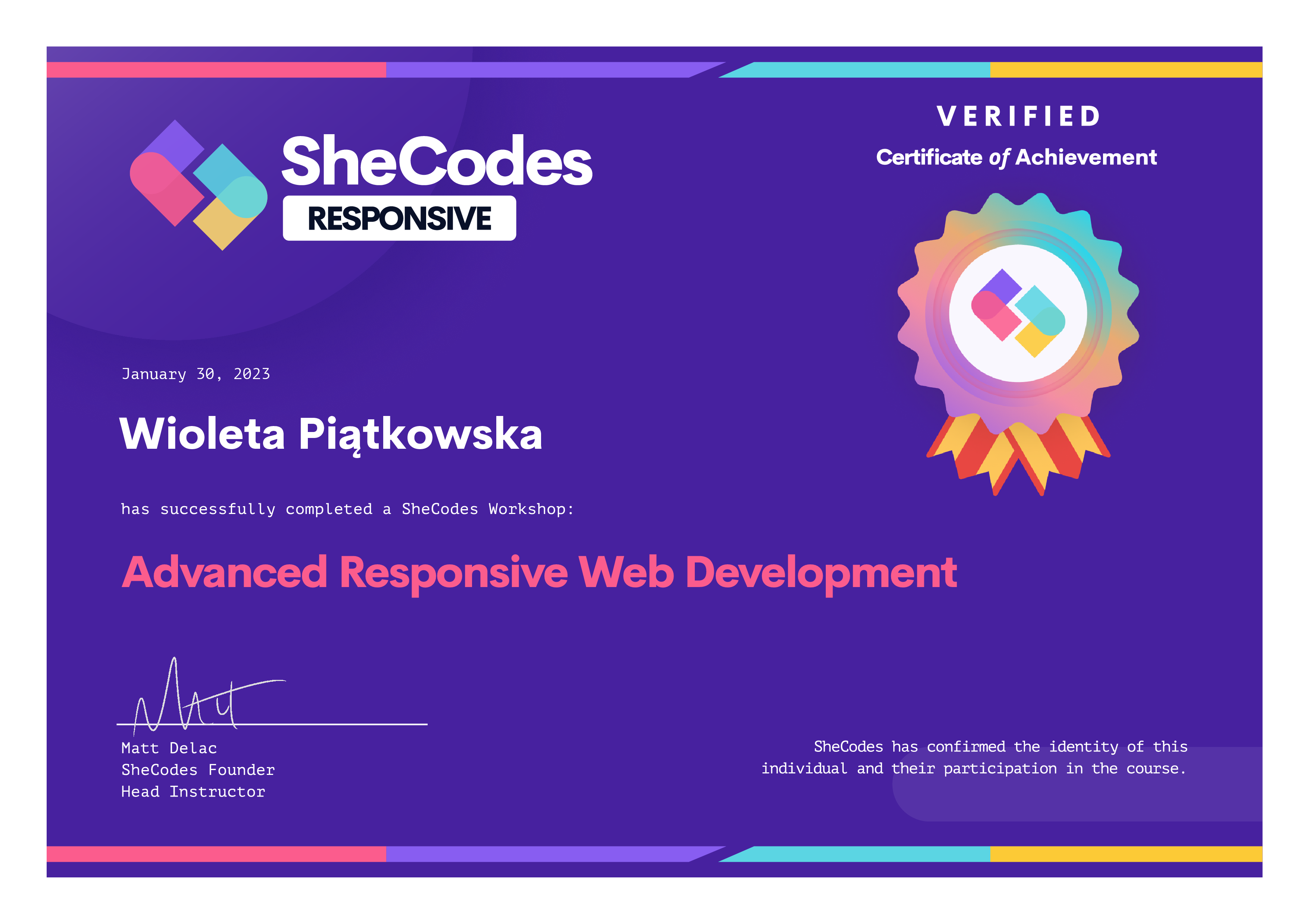 advanced responsive development - certificate