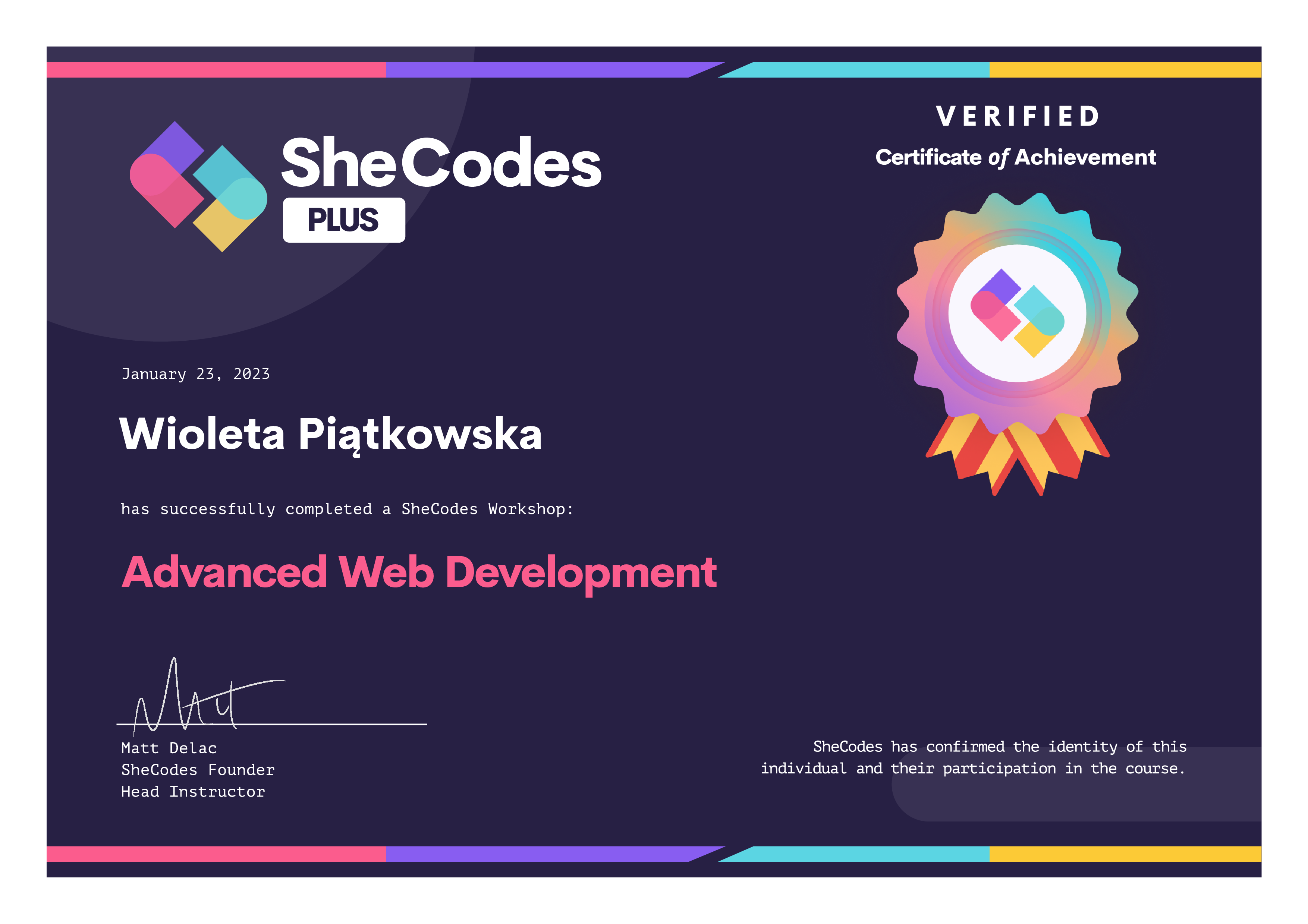 advanced web development - certificate