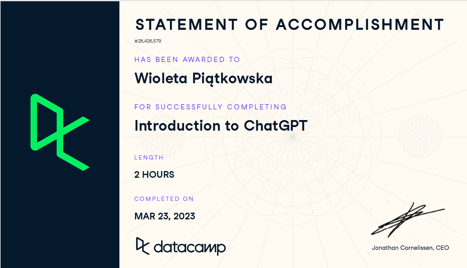 Chat GPT - certificate