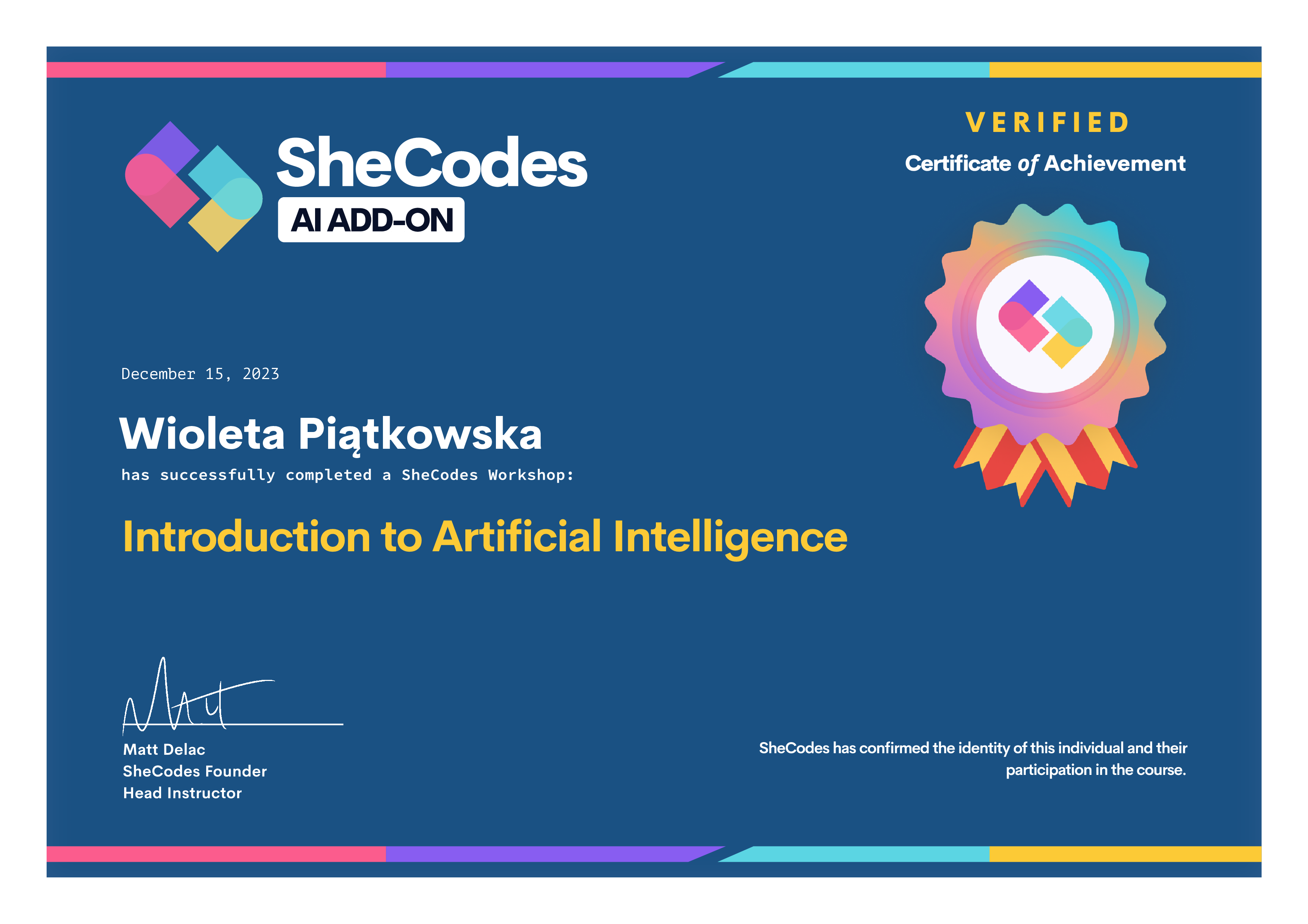 intro to ai - certificate