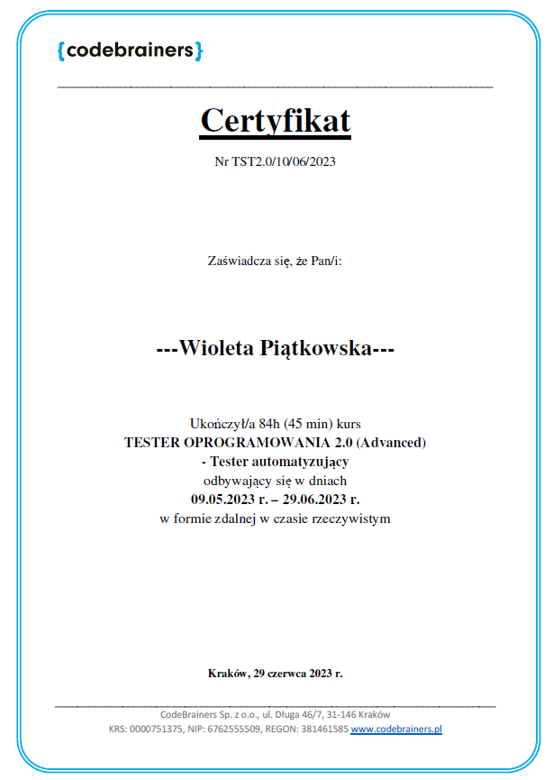 TA - certificate